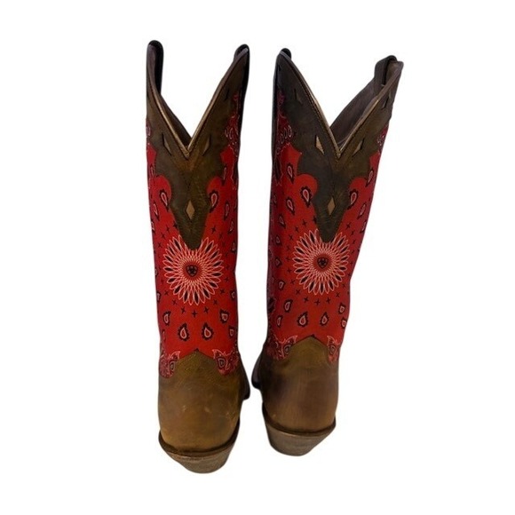 Ariat Red and Brown Heeled Boots - Picture 2 of 9